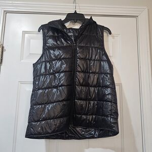 Zara Shiny Black Puffer Jacket Size Small